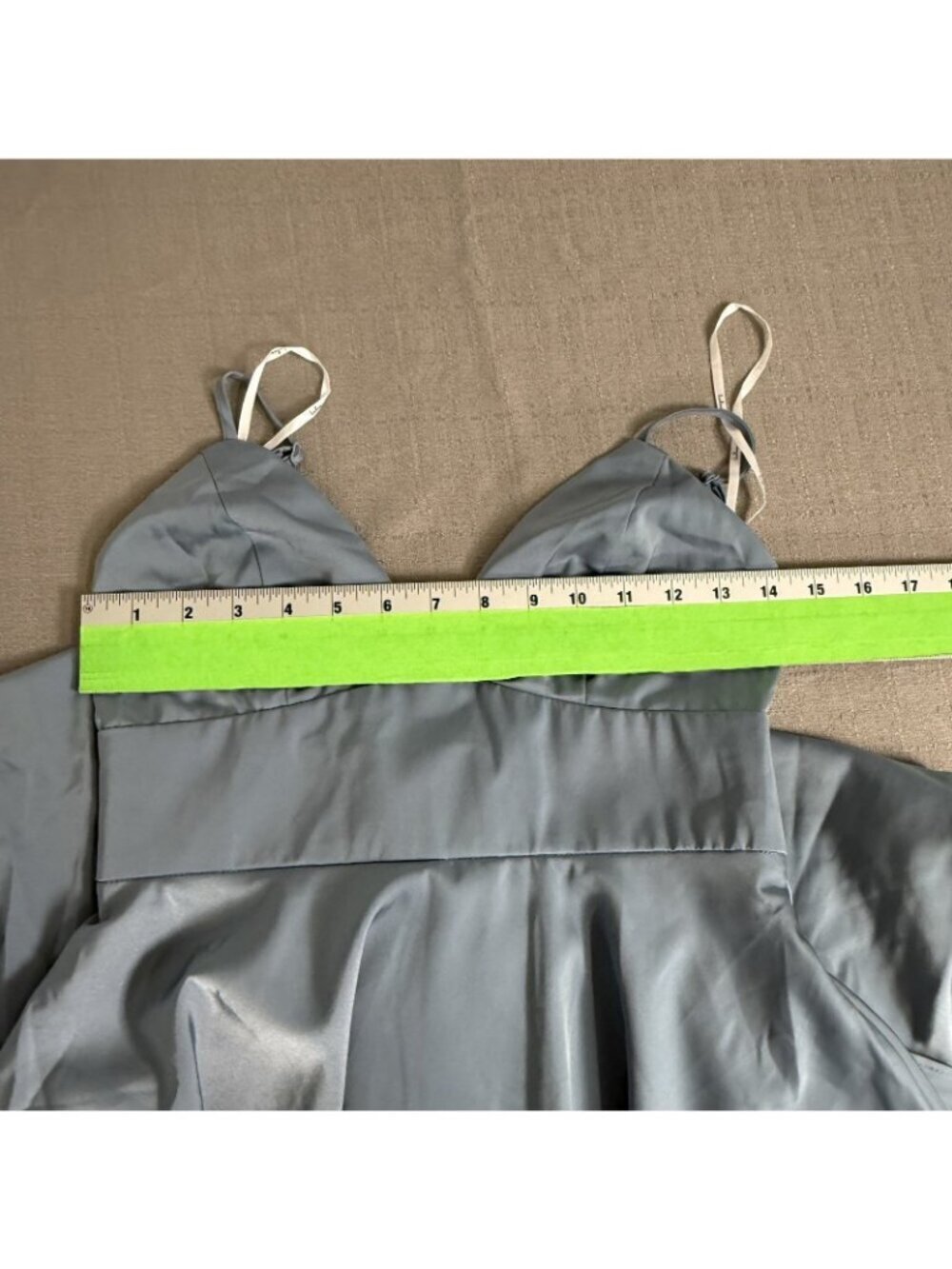 NWT Lulus Going with Elegance Slate Blue Satin Tiered Gown Bridesmaid Gala Small - Picture 5 of 14